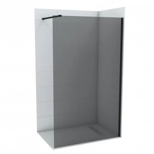 Tuš stijena WALK IN COPEN MONTE DARK 1000x2000 crni mat okvir 8 mm sivo staklo