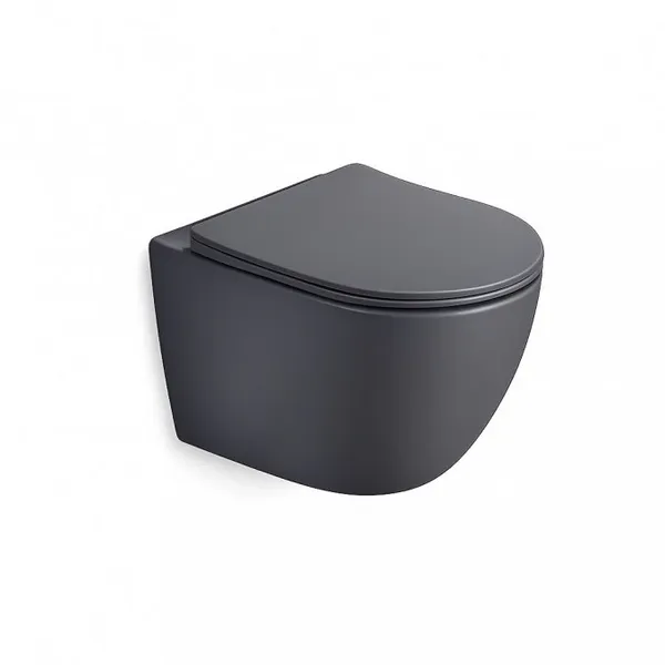 WC školjka viseća PERLA compact dark grey rimless s duroplast SC wc daskom