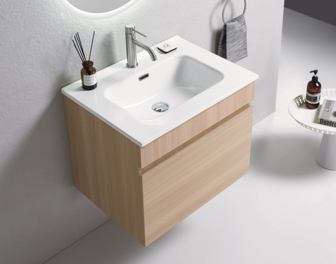 Kupaonski ormarić UNILINE LUMA 600 BRW s umivaonikom i soft close ladicom